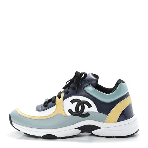 chanel sneakers blue and yellow|Chanel sneakers on sale.